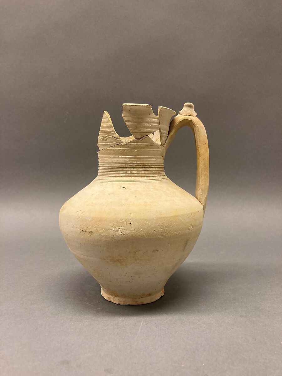 Ewer, Earthenware; slip covered and incised, unglazed