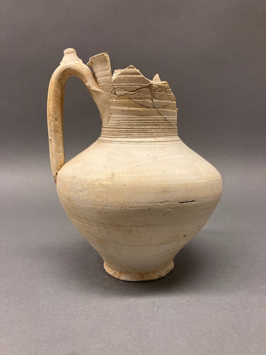 Ewer, Earthenware; slip covered and incised, unglazed