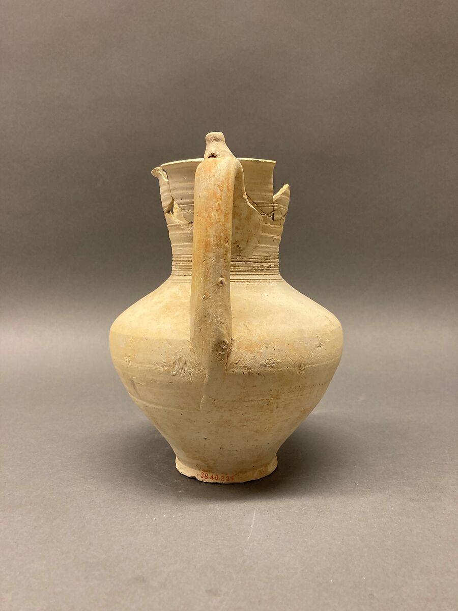 Ewer, Earthenware; slip covered and incised, unglazed