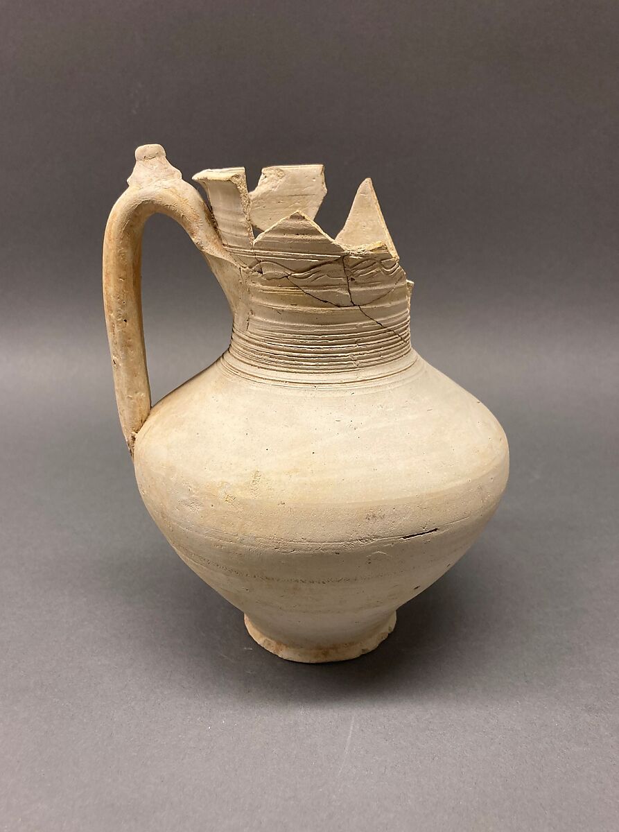 Ewer, Earthenware; slip covered and incised, unglazed 