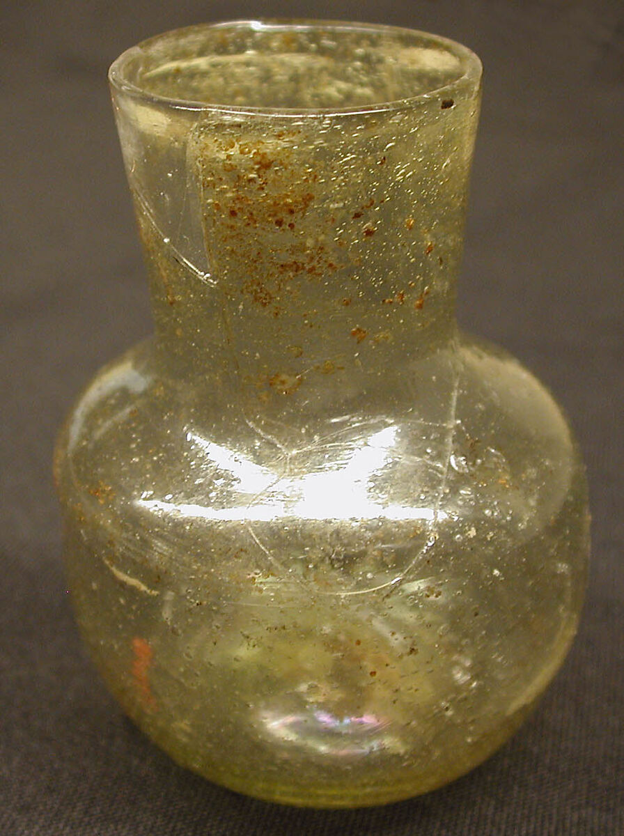 Miniature Glass Bottle, Glass, greenish; blown