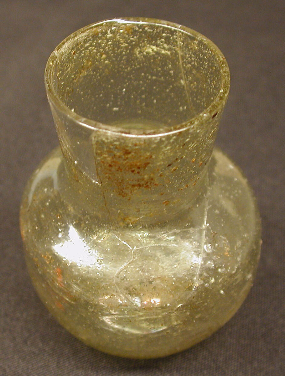 Miniature Glass Bottle, Glass, greenish; blown