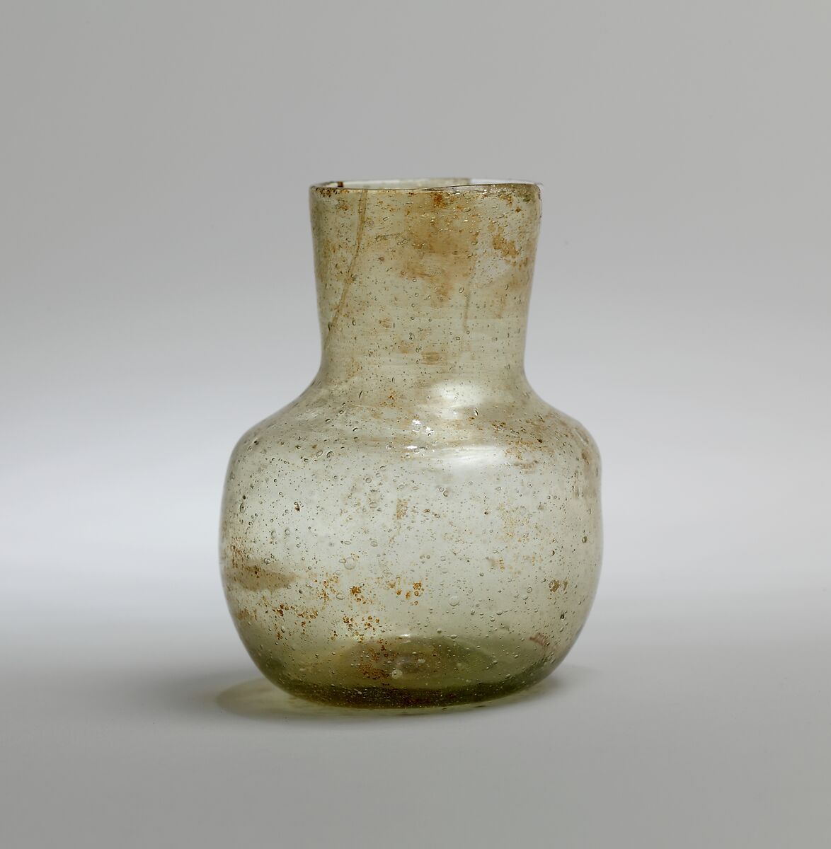 Miniature Glass Bottle, Glass, greenish; blown 