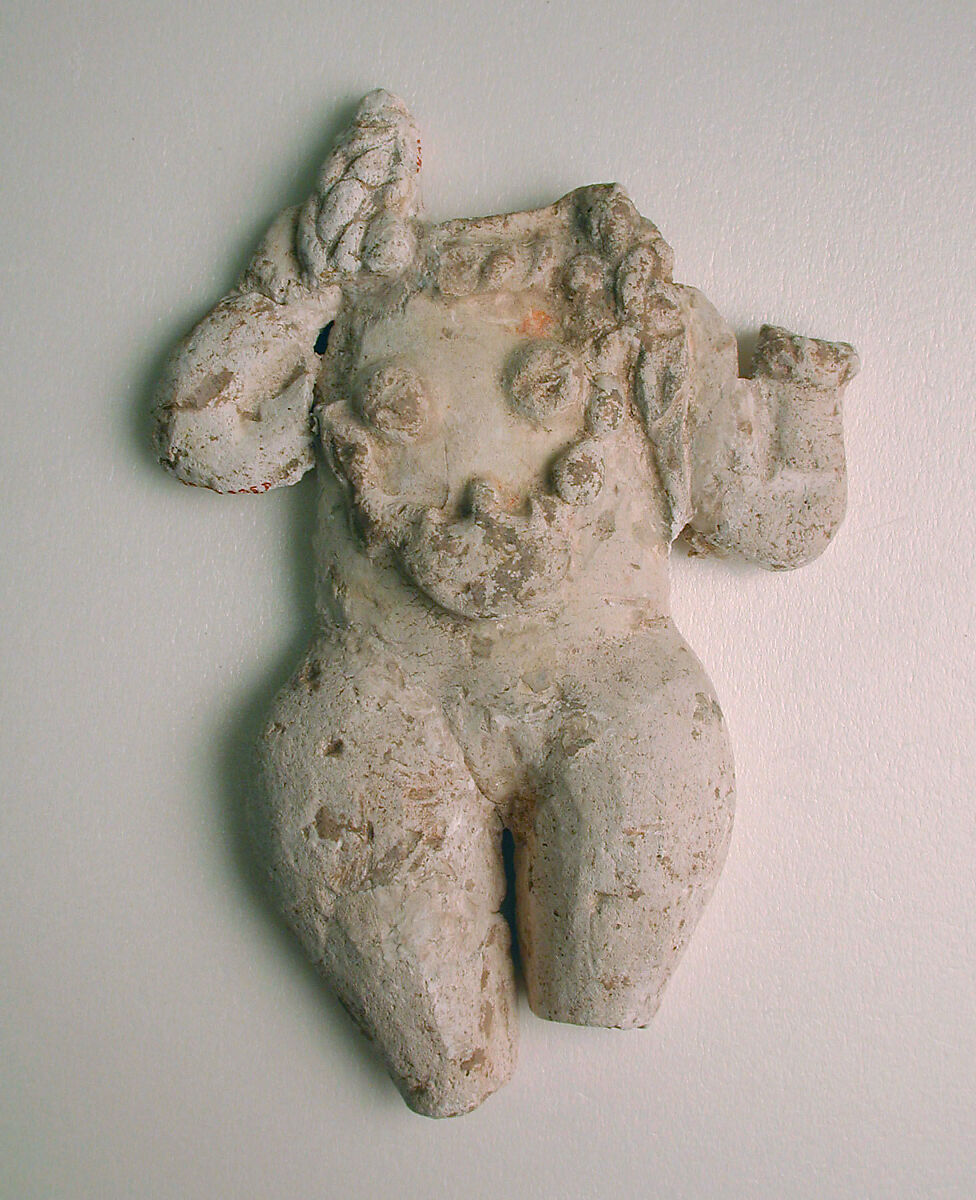 Naked Female Figure with Necklace, Stucco; modeled, painted 