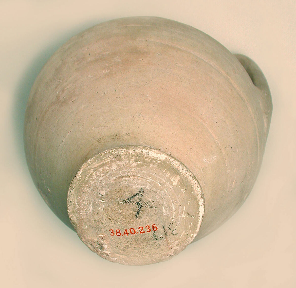 Unglazed Ewer, Earthenware; incised, unglazed
