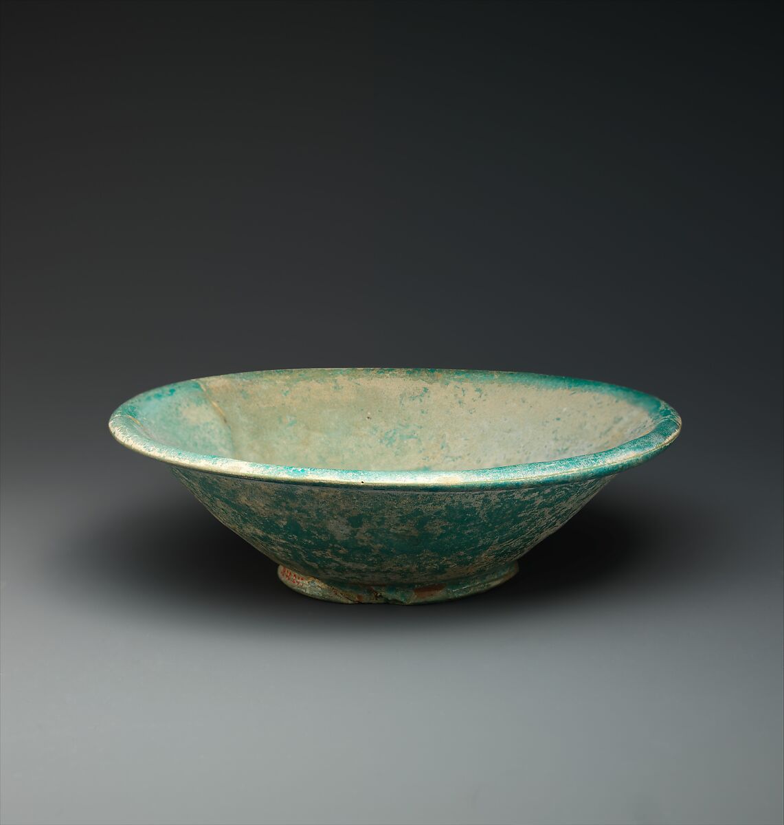 Bowl, Earthenware; turquoise opacified glaze 