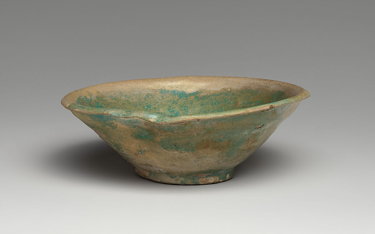 Bowl, Earthenware; turquoise opacified glaze 