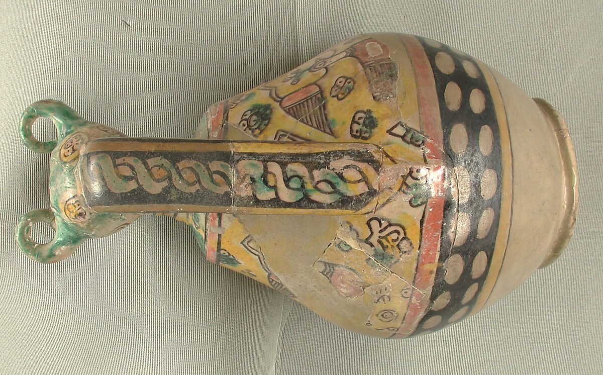 Animal-Spouted Pitcher, Earthenware; polychrome decoration under transparent glaze (buff ware)