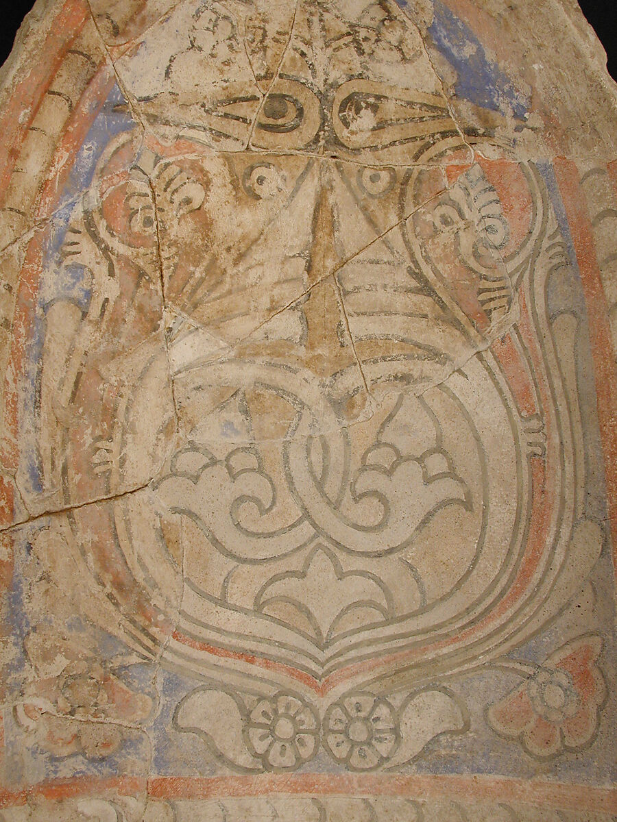 Element from a Stalactite Squinch (Muqarnas), Stucco; painted