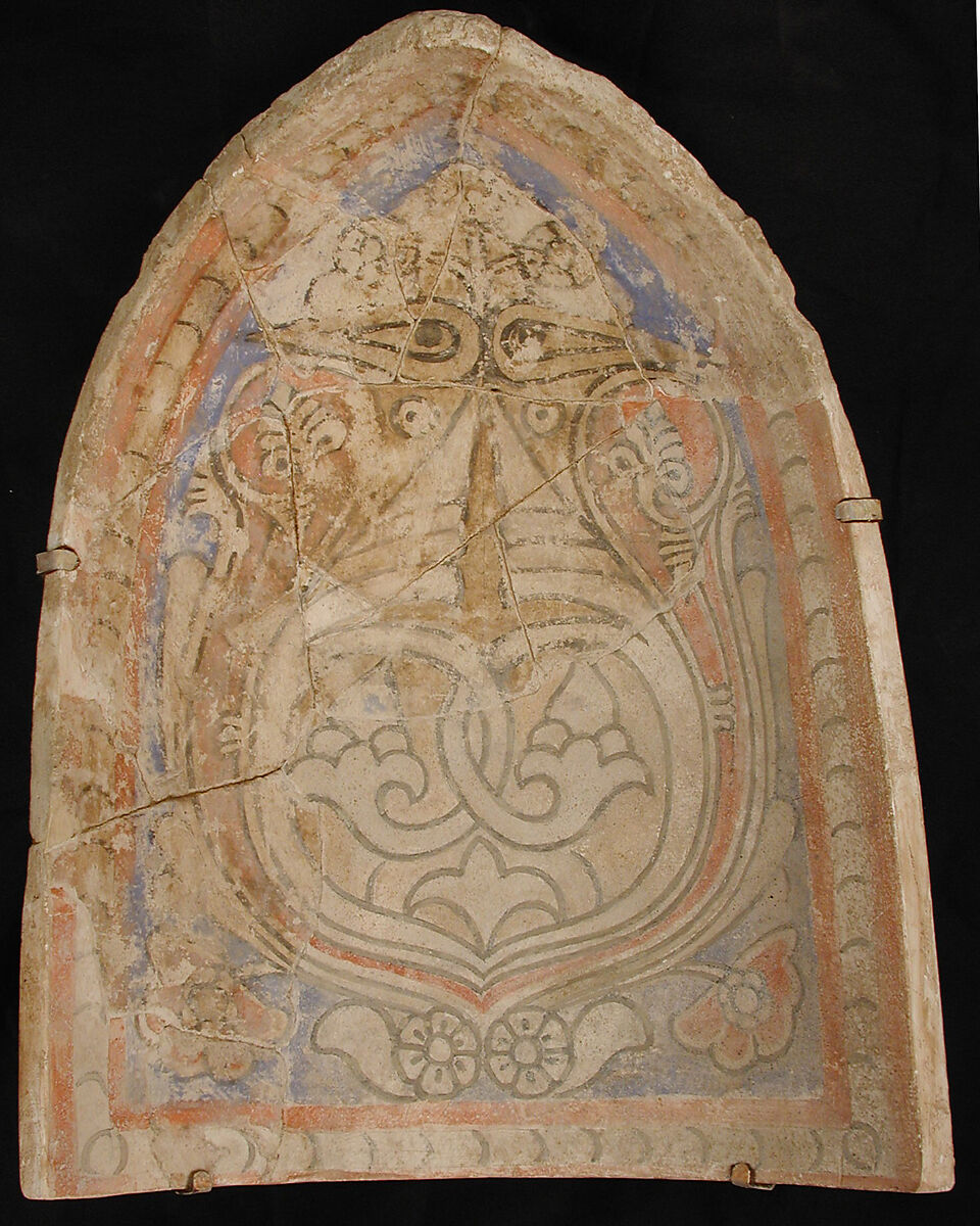 Element from a Stalactite Squinch (Muqarnas), Stucco; painted