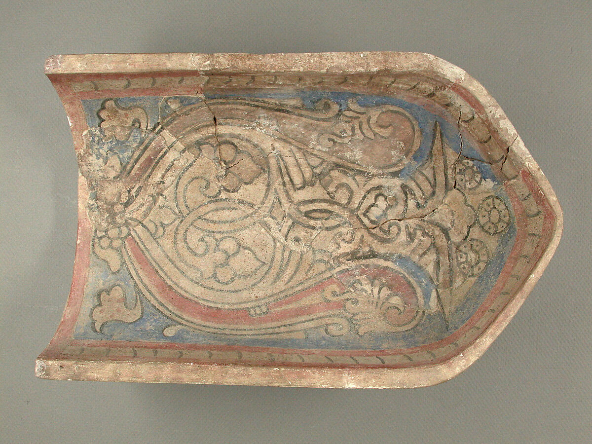 Element from a Stalactite Squinch (Muqarnas), Stucco; painted