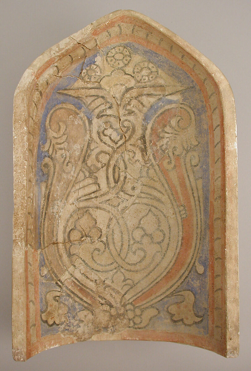 Element from a Stalactite Squinch (Muqarnas), Stucco; painted