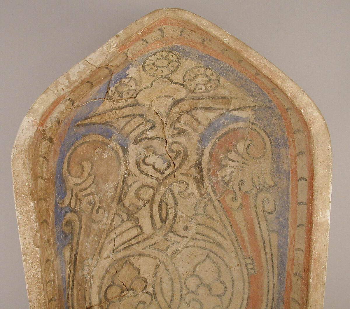 Element from a Stalactite Squinch (Muqarnas), Stucco; painted