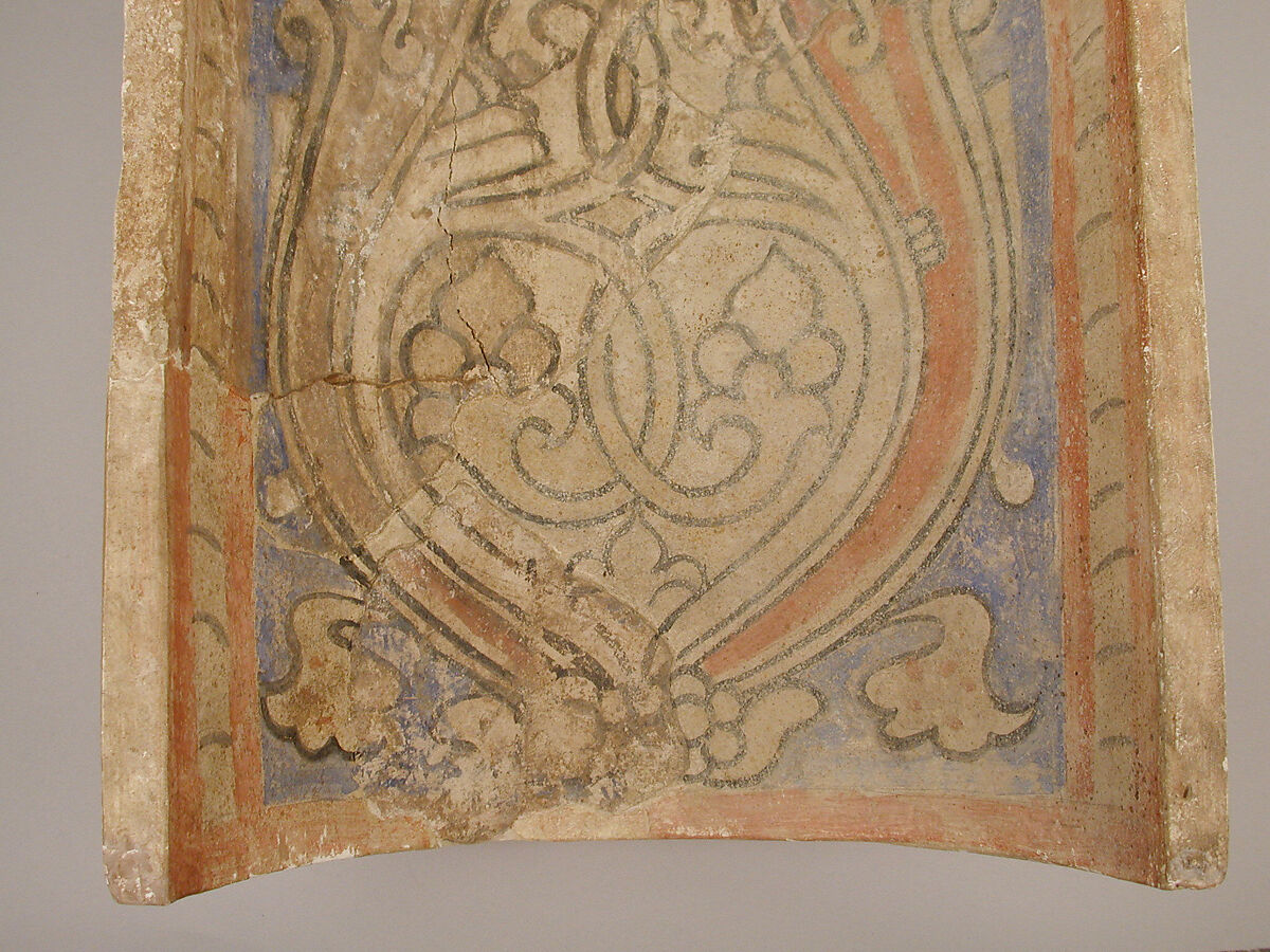 Element from a Stalactite Squinch (Muqarnas), Stucco; painted