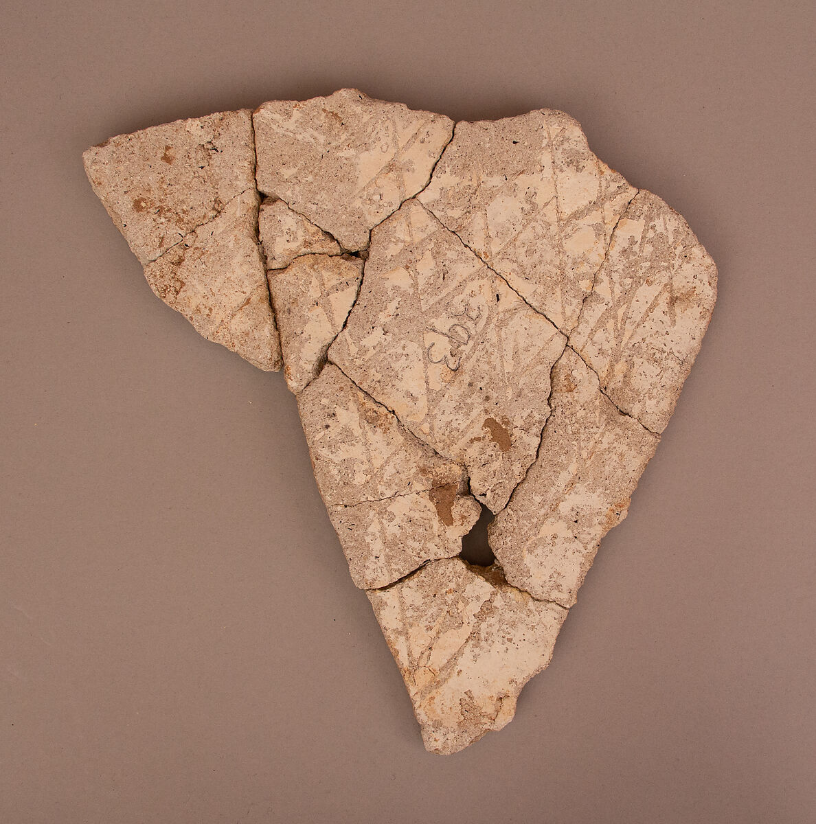 Fragment of a Wall Painting, Stucco; painted