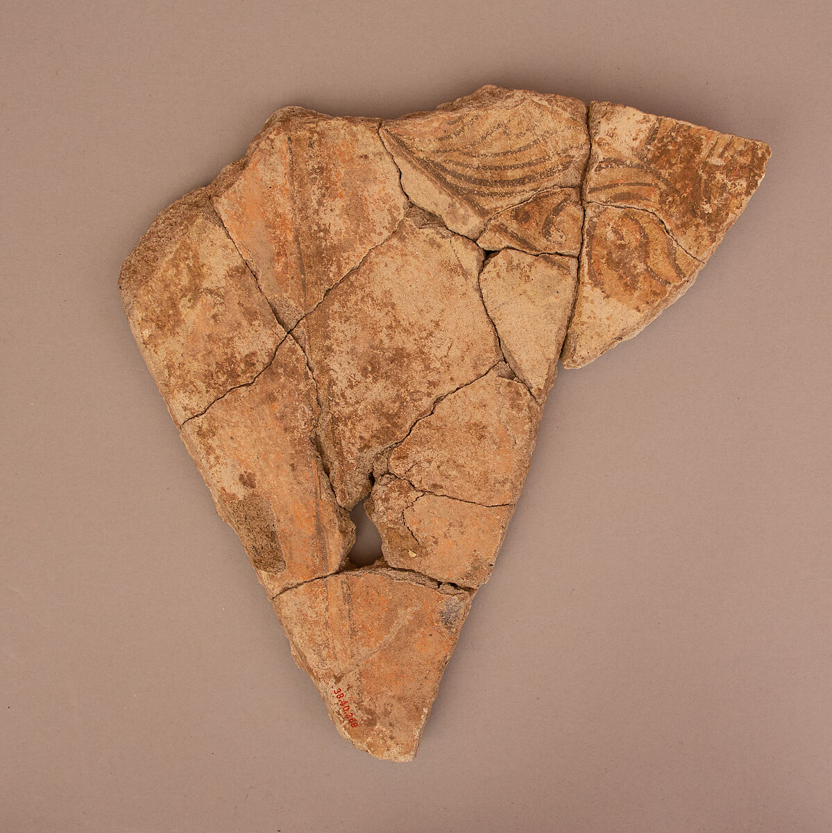 Fragment of a Wall Painting, Stucco; painted 