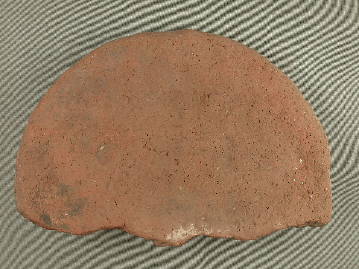 Lid with a Lion attacking a Bull, Earthenware; molded decoration, unglazed
