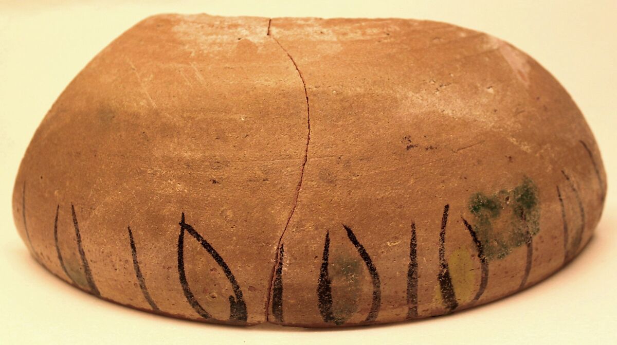 Bowl, Earthenware; pink slip and polychrome slip decoration under transparent glaze