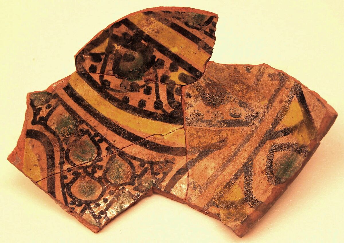 Bowl, Earthenware; pink slip and polychrome slip decoration under transparent glaze