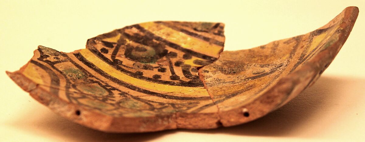 Bowl, Earthenware; pink slip and polychrome slip decoration under transparent glaze