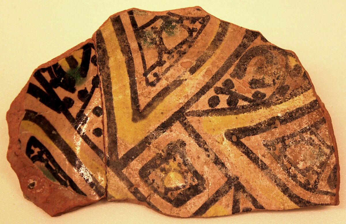 Bowl, Earthenware; pink slip and polychrome slip decoration under transparent glaze