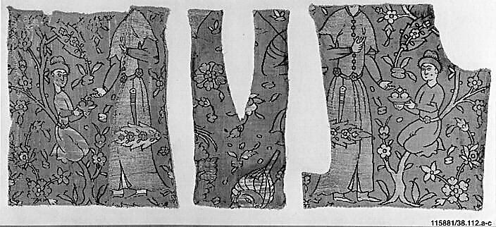 Textile Fragment, Silk and metal wrapped thread; brocaded