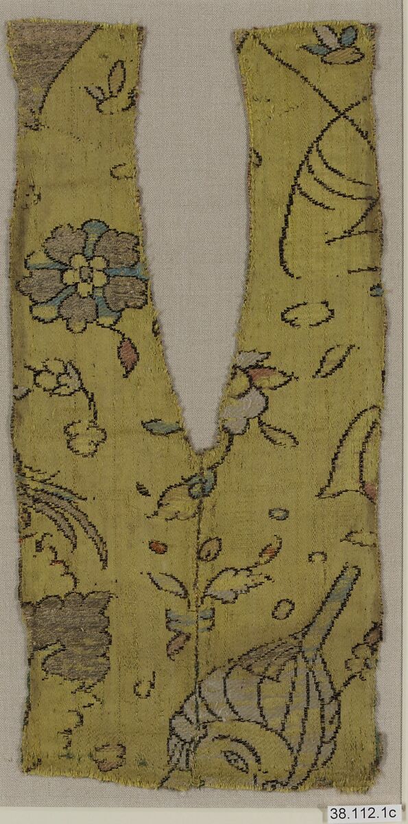 Textile Fragment, Silk and metal wrapped thread; brocaded 