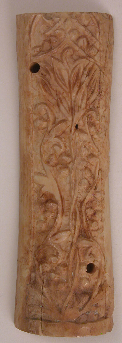 Plaque, Bone; carved with remains of paint