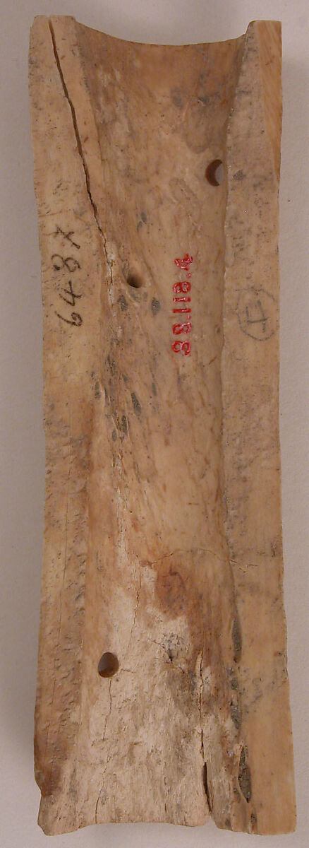 Plaque, Bone; carved with remains of paint