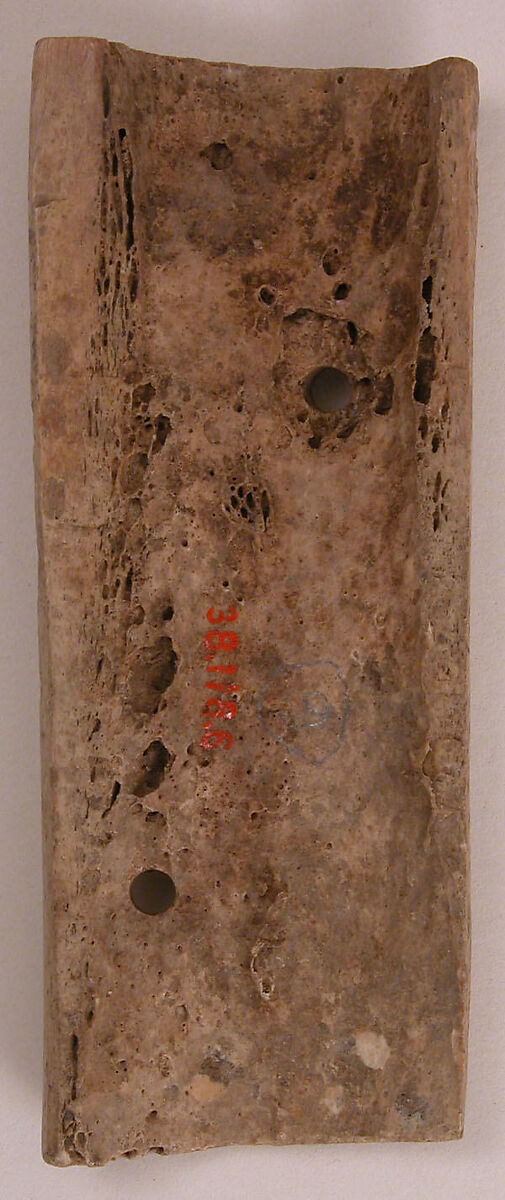 Plaque, Bone; carved with remains of paint