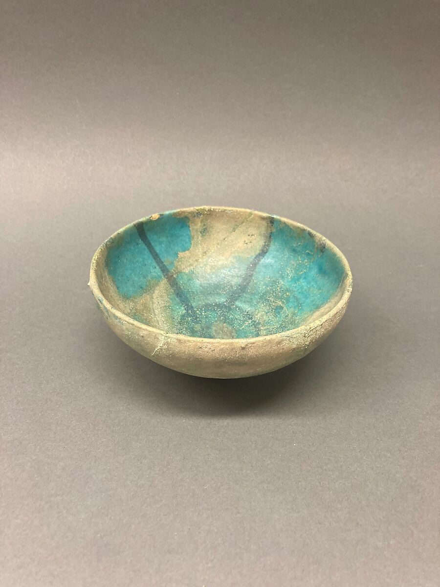 Bowl, Earthenware; under blue glaze 