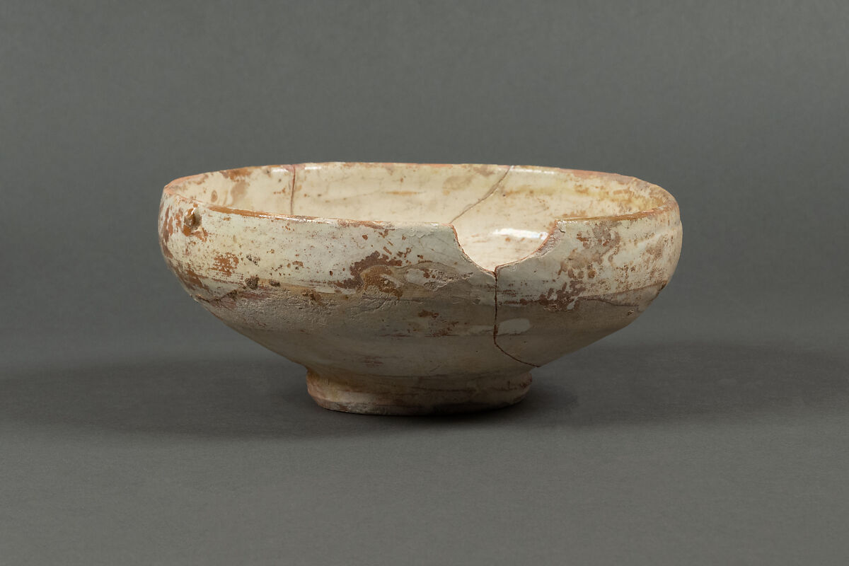 Bowl, Earthenware; white slip under glaze 