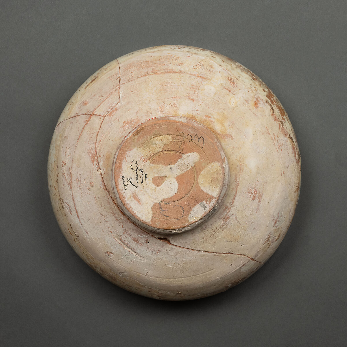 Bowl, Earthenware; white slip under glaze