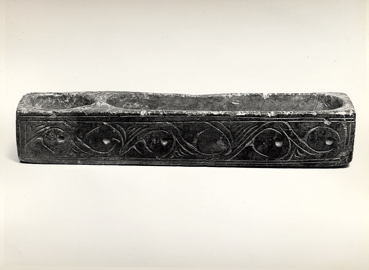 Penbox with Inkwell, Steatite; carved, incised