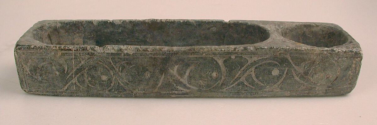 Penbox with Inkwell, Steatite; carved, incised