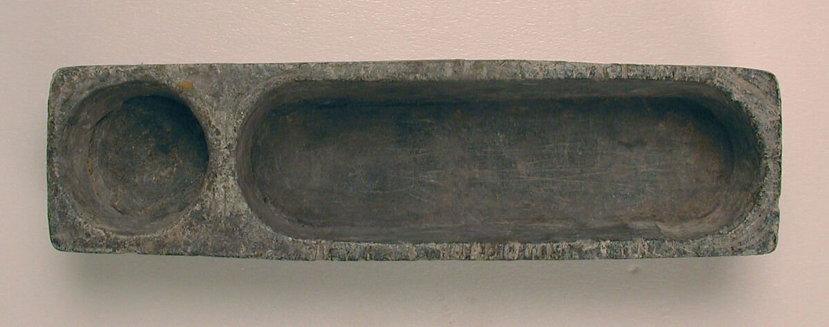 Penbox with Inkwell, Steatite; carved, incised