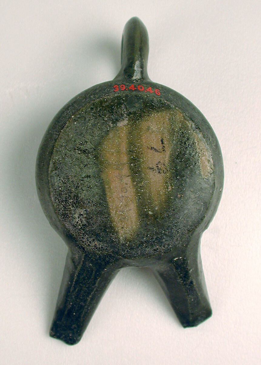 Ceramic Oil Lamp, Earthenware; molded, glazed
