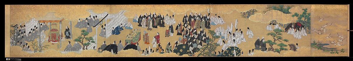 “Leaves of Wild Ginger” (Aoi), from the Phantom Genji Scrolls (Maboroshi no Genji monogatari emaki), Handscroll; ink, color, and gold on paper, Japan