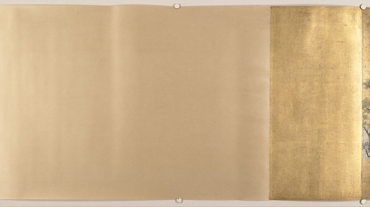 “Leaves of Wild Ginger” (Aoi), from the Phantom Genji Scrolls (Maboroshi no Genji monogatari emaki), Handscroll; ink, color, and gold on paper, Japan