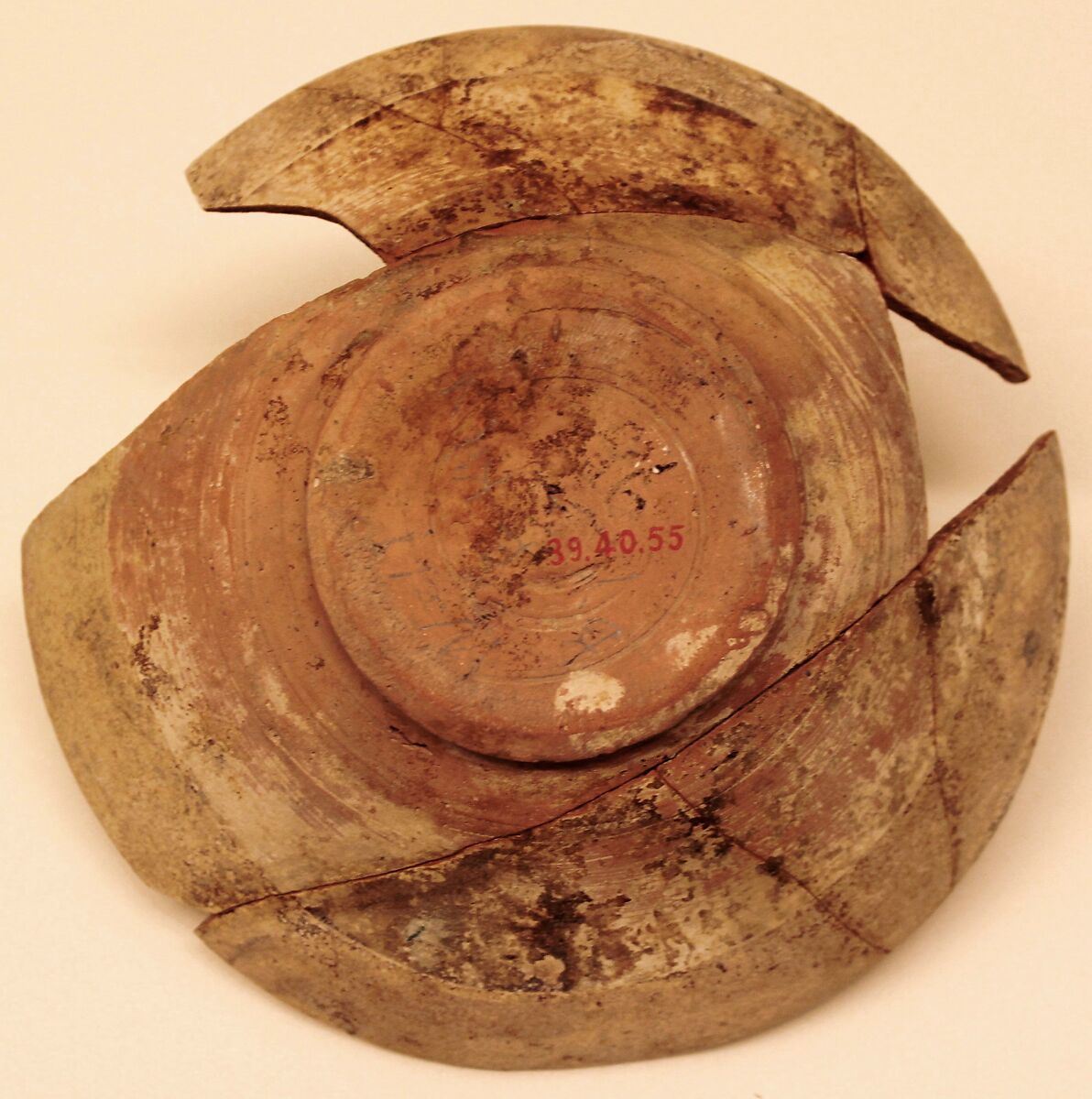 Dish, Earthenware; white slip with black slip decoration under glaze