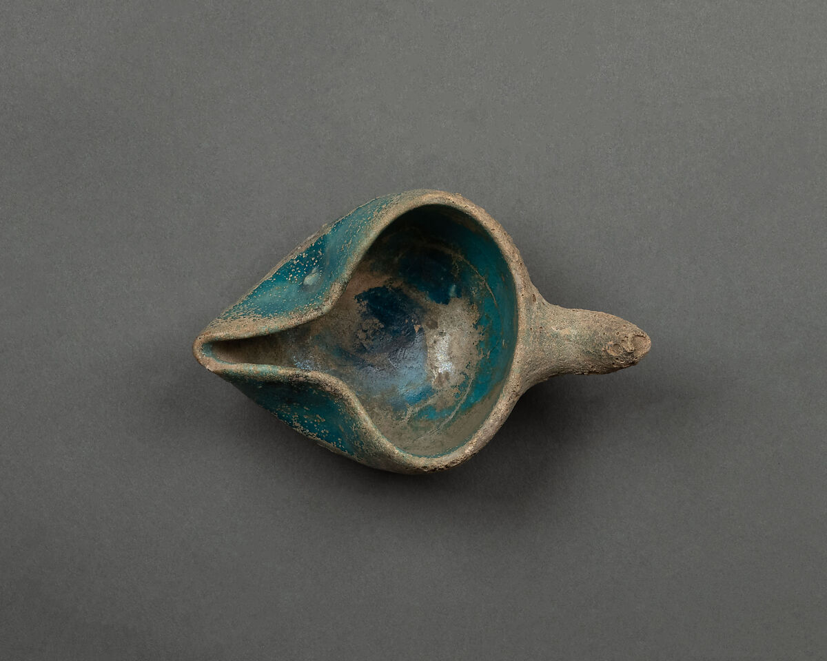 Lamp, Earthenware; white slip under turquoise glaze