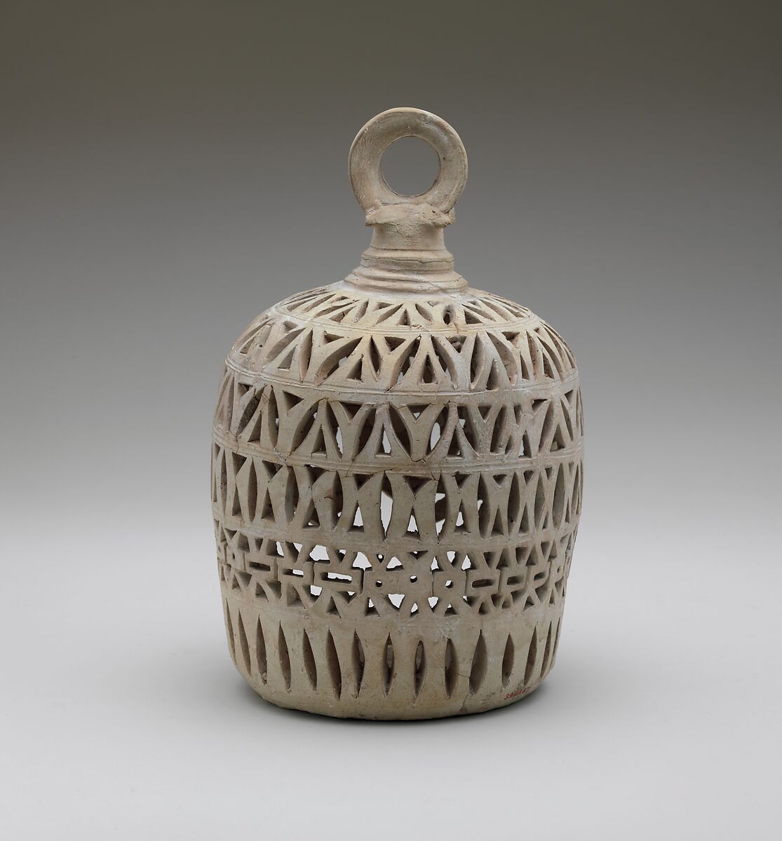 Lantern for a Lamp, Earthenware; carved decoration, unglazed 