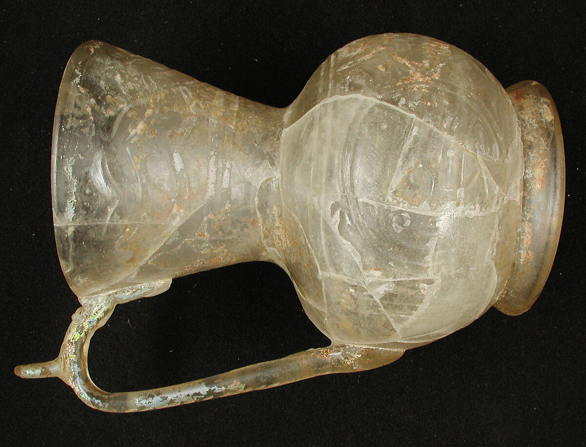 Ewer with Birds and Animals, Glass, colorless; blown, folded foot, applied handle, cut