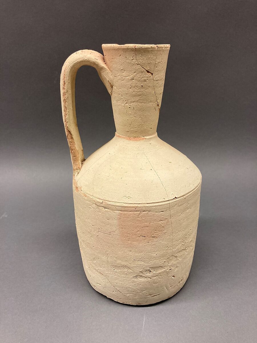 Ewer, Earthenware; slip covered and unglazed 
