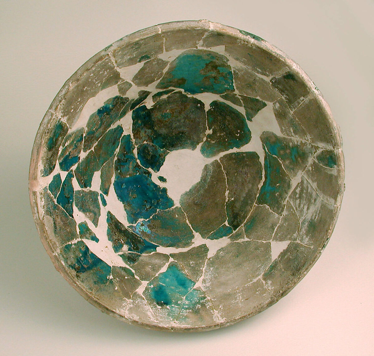 Embossed Candlestick, Stonepaste; applied decoration, monochrome painted under turquoise glaze