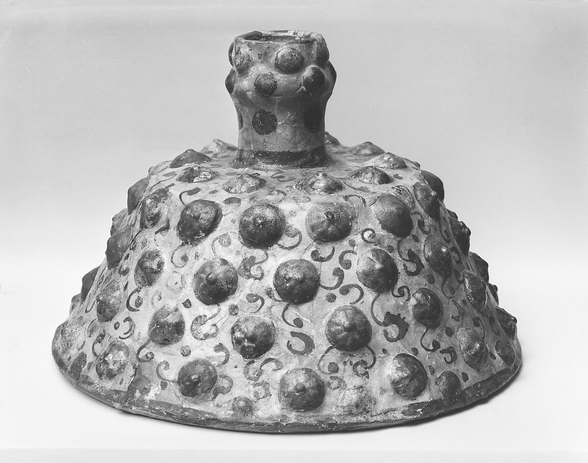 Embossed Candlestick, Stonepaste; applied decoration, monochrome painted under turquoise glaze