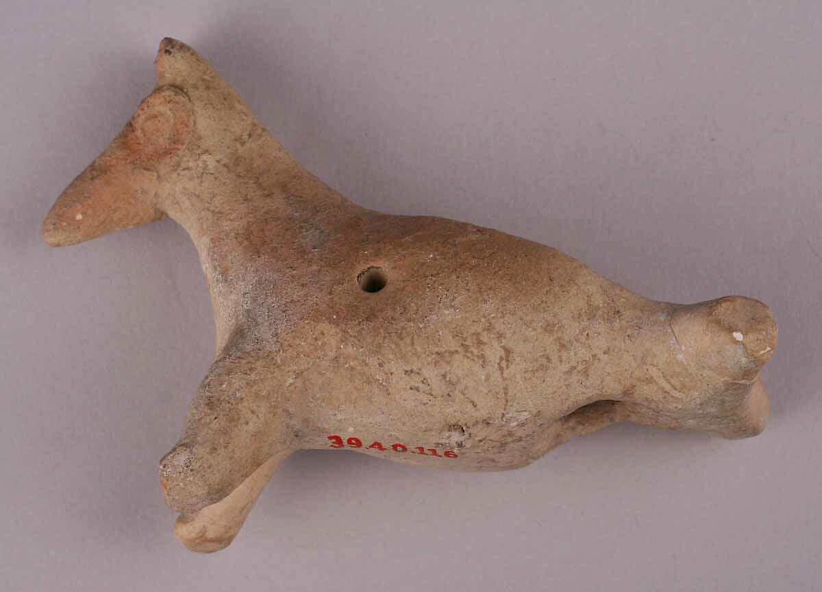 Animal-Shaped Whistle, Earthenware; modeled, unglazed 