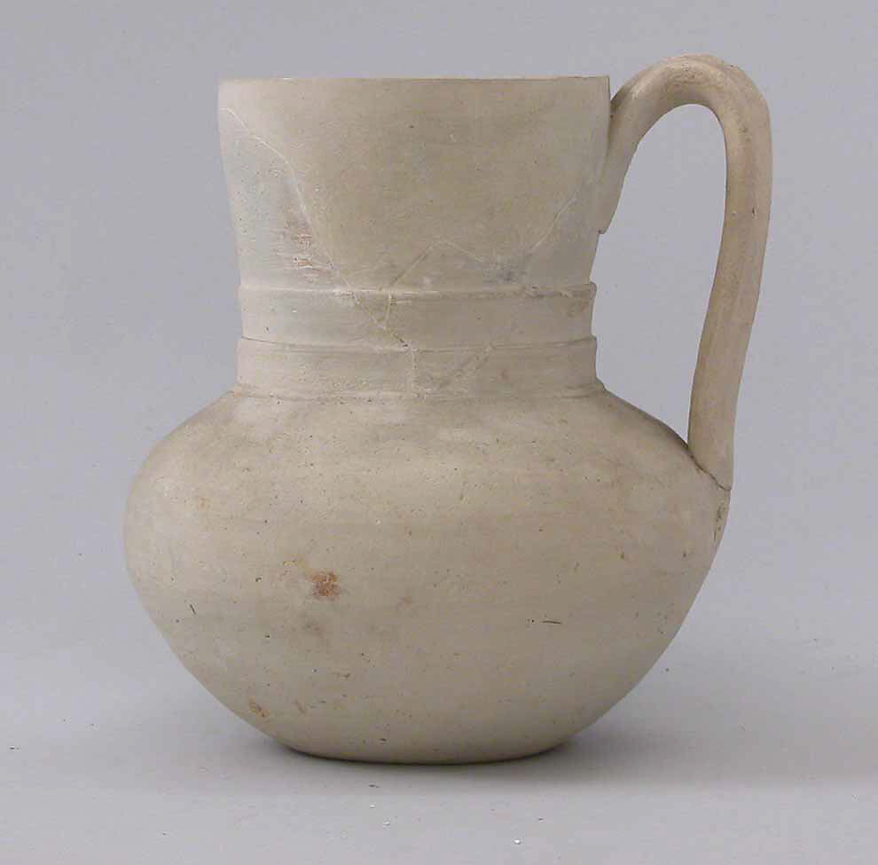 Ewer, Earthenware; slip covered and unglazed 