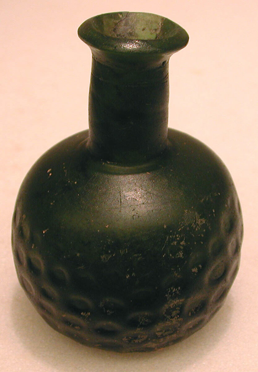 Bottle, Glass, green; mold blown