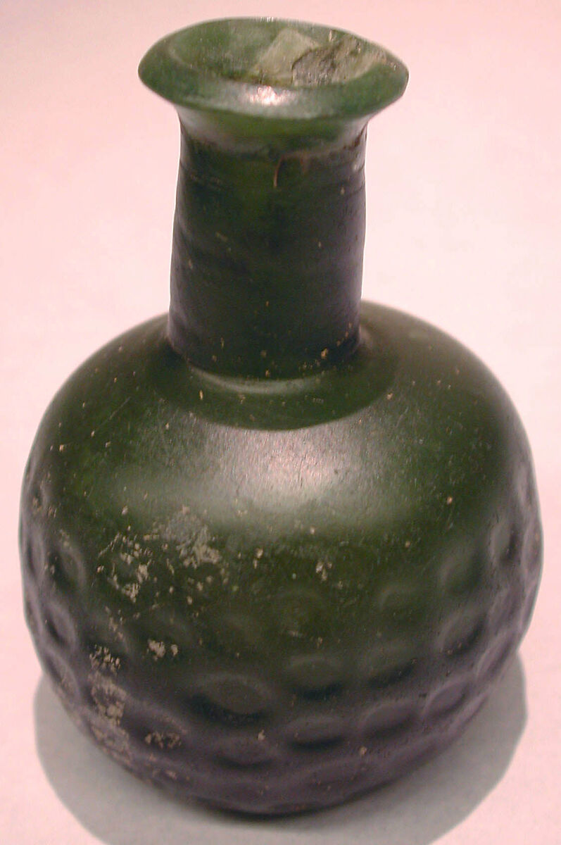 Bottle, Glass, green; mold blown 